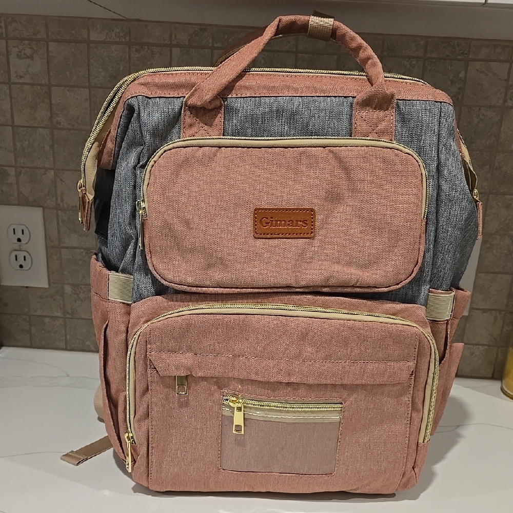 Pink and Gray Men's Backpack
